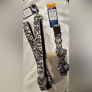 Top Paw Animal Print Dog Collar (M) and Matching Leash